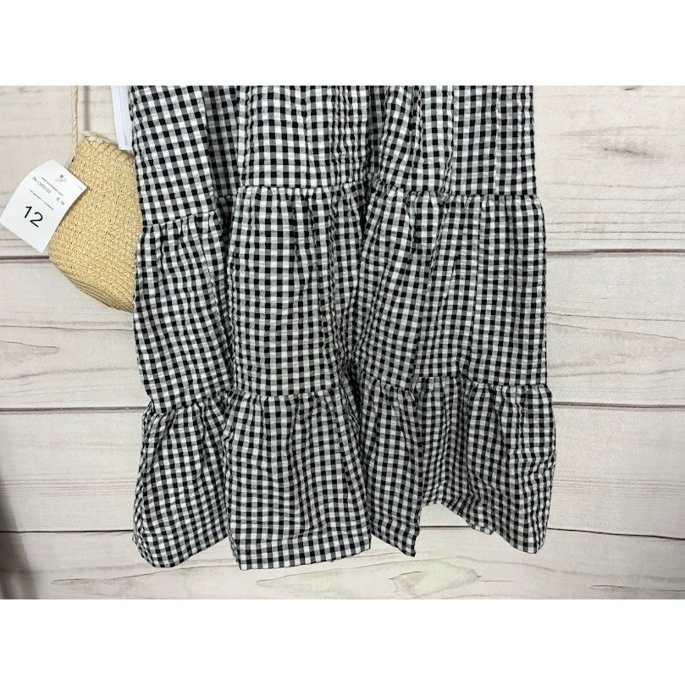 Bonnie Jean‎ Girls Gingham Smocked Tiered Dress with Daisy Trim & Purse Size 12 - Picture 9 of 10